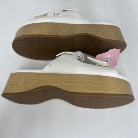 Sam & Libby Platform Sandals Indie White  Double Bow Slip On Size 8 NWT - Picture 6 of 9